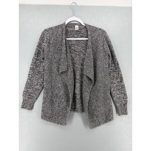 GapBody Womens Cardigan Gray White Marled Draped Open Front XS